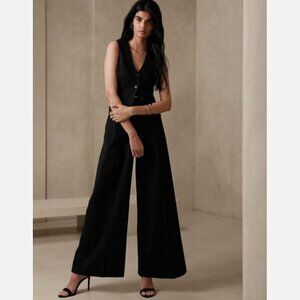 Banana Republic Loulou High Rise Wide Leg Flannel Pants Black Size 4 RT$110 NEW